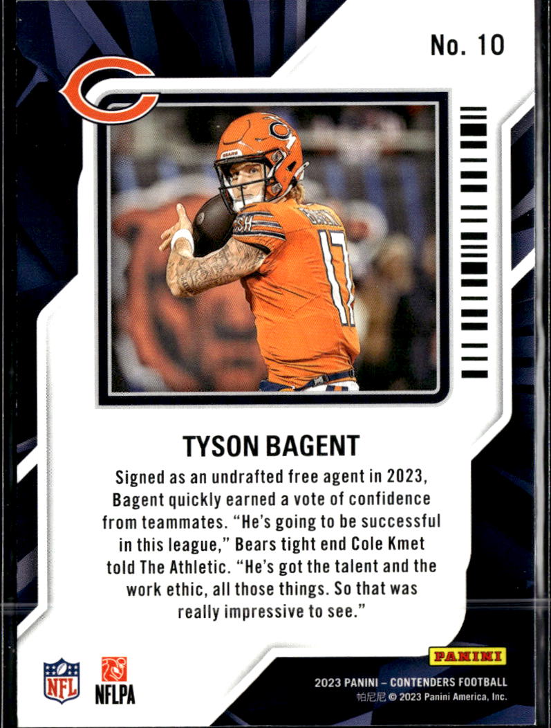Tyson Bagent 2023 Contenders Rookie of the Year RC Chicago Bears