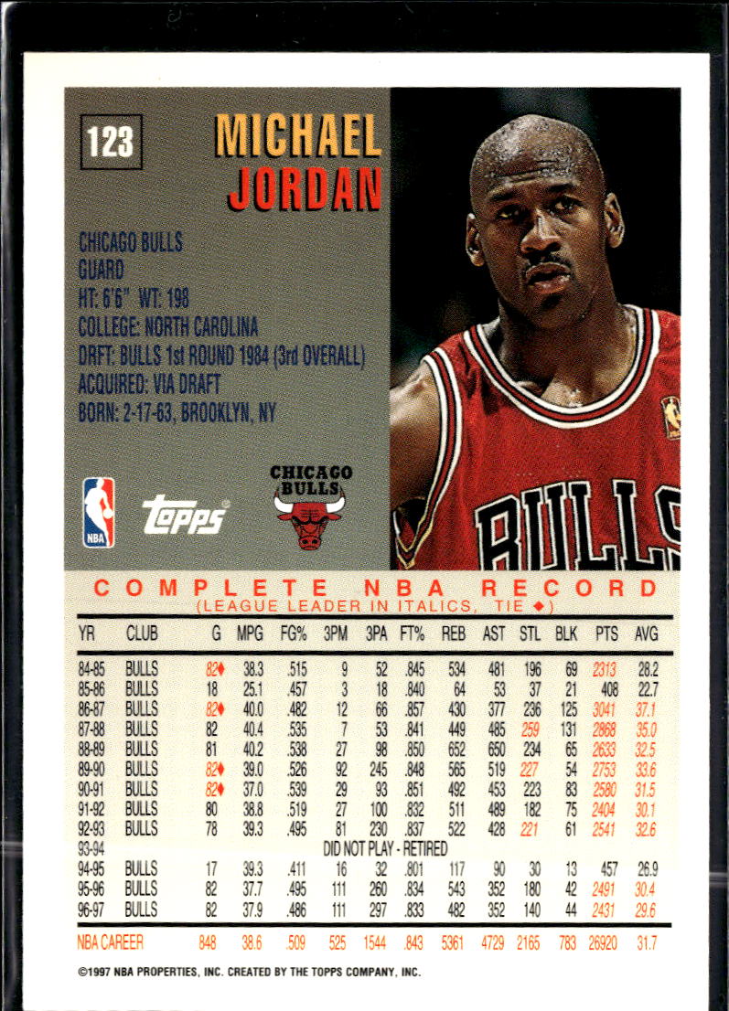 Michael Jordan 1997 Topps #123 Chicago Bulls