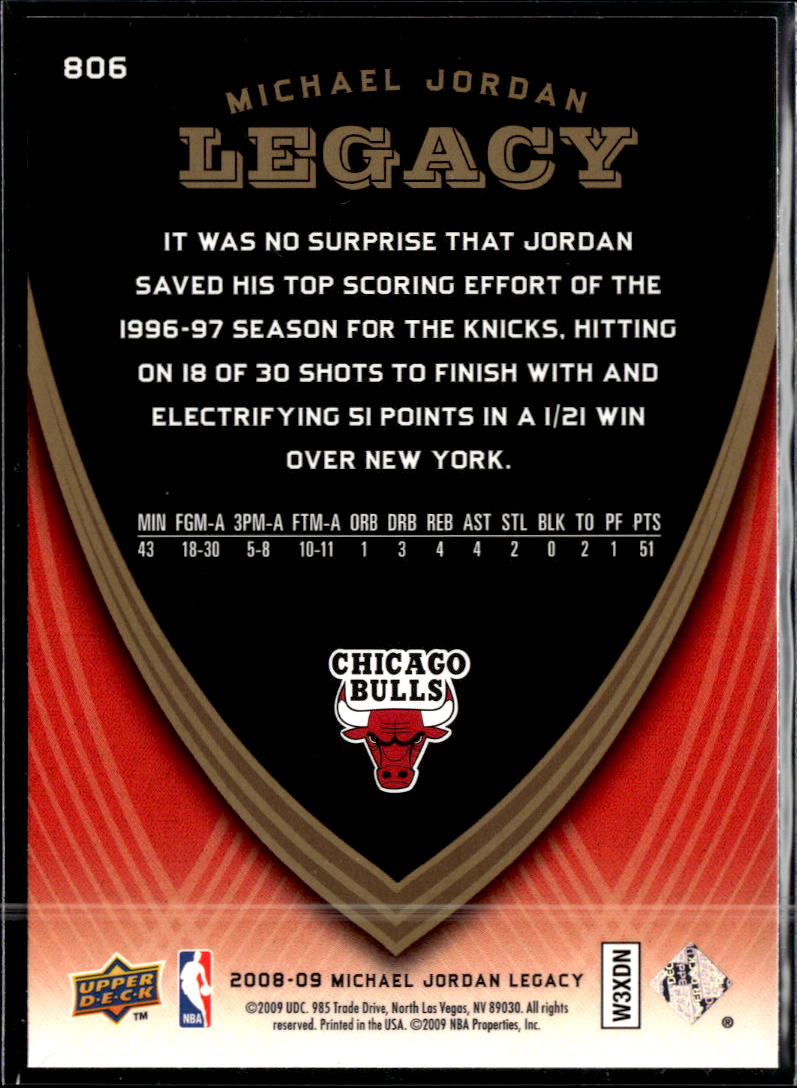 Michael Jordan 2009 Upper Deck Legacy #806 Chicago Bulls