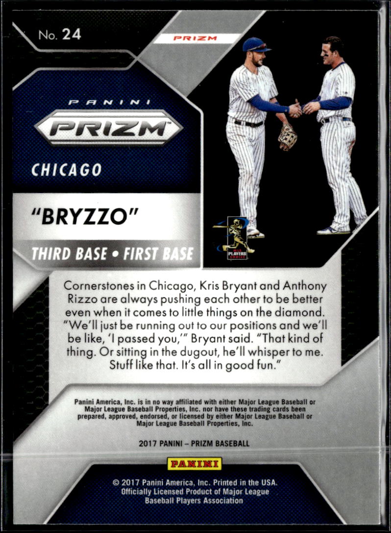 Anthony Rizzo Kris Bryant 2017 Panini Prizm Bryzzo Silver Prizm Chicago Cubs