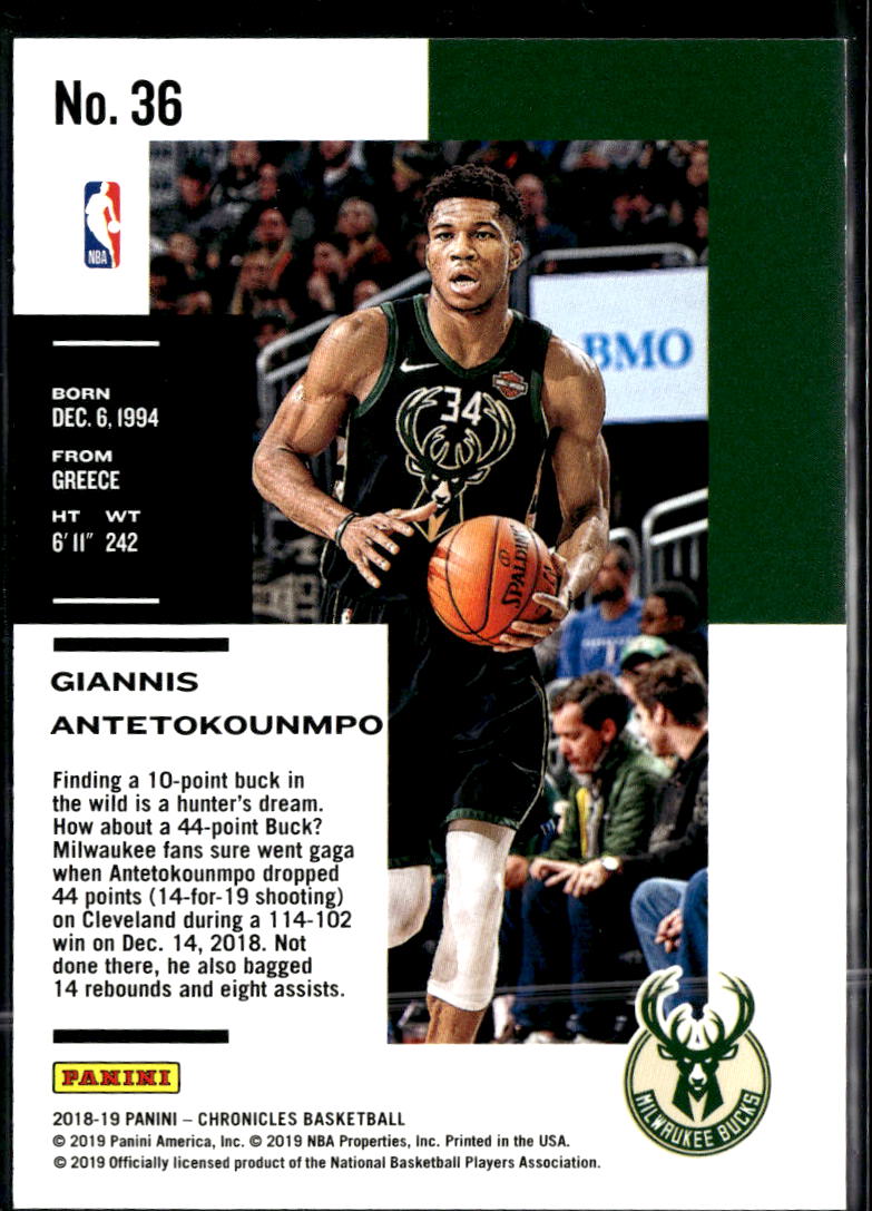 Giannis Antetokounmpo 2018-19 Chronicles Red 108/149 Milwaukee Bucks