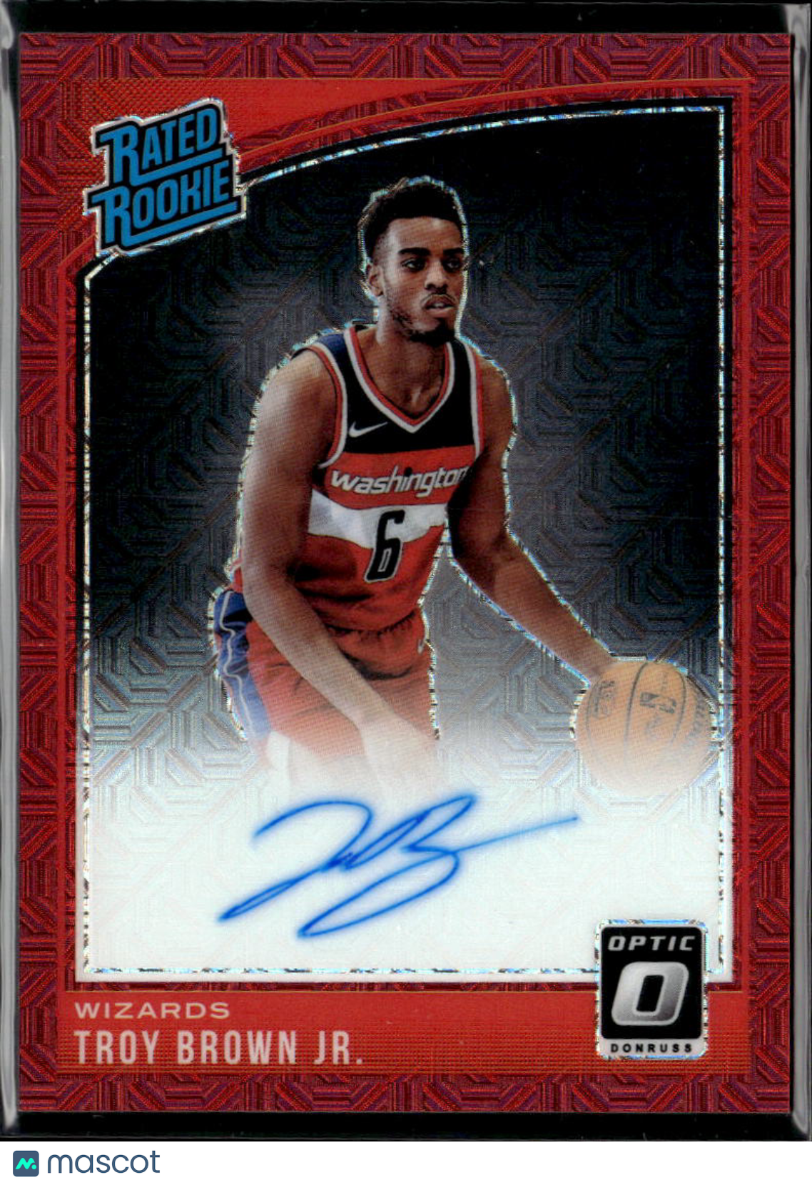 Troy Brown Jr. 2018-19 Optic Auto Autograph RC Red Washington Wizards