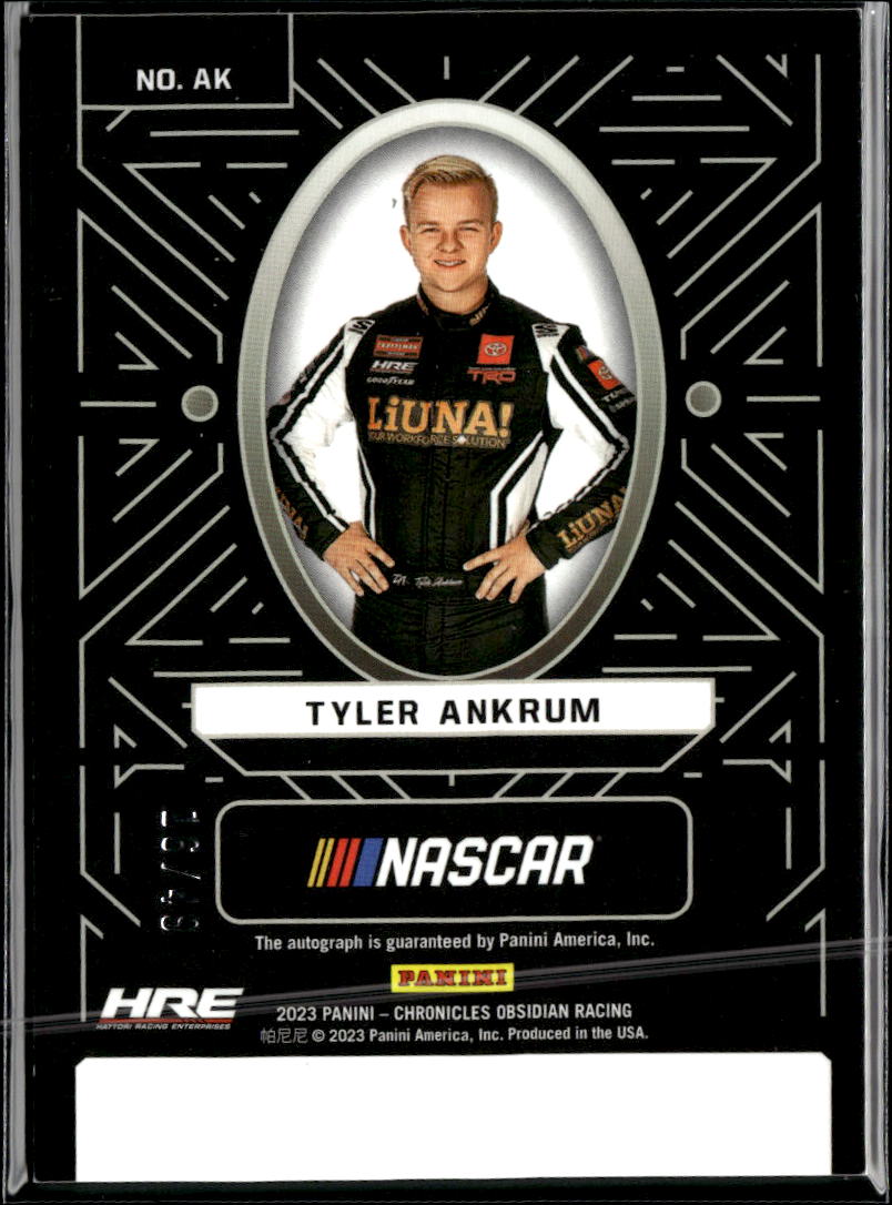 Tyler Ankrum 2023 Obsidian Racing Auto Autograph 16/49