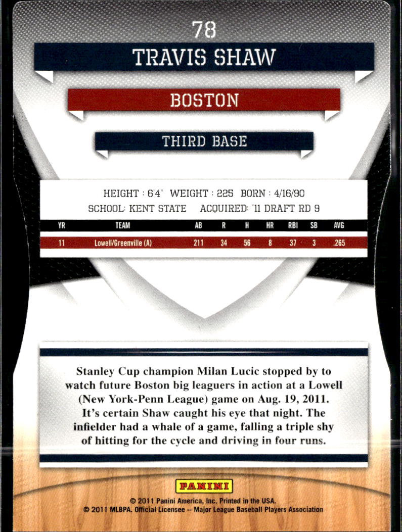 Travis Shaw 2011 Donruss Elite Extra Edition Status Blue /100 Boston Red Sox