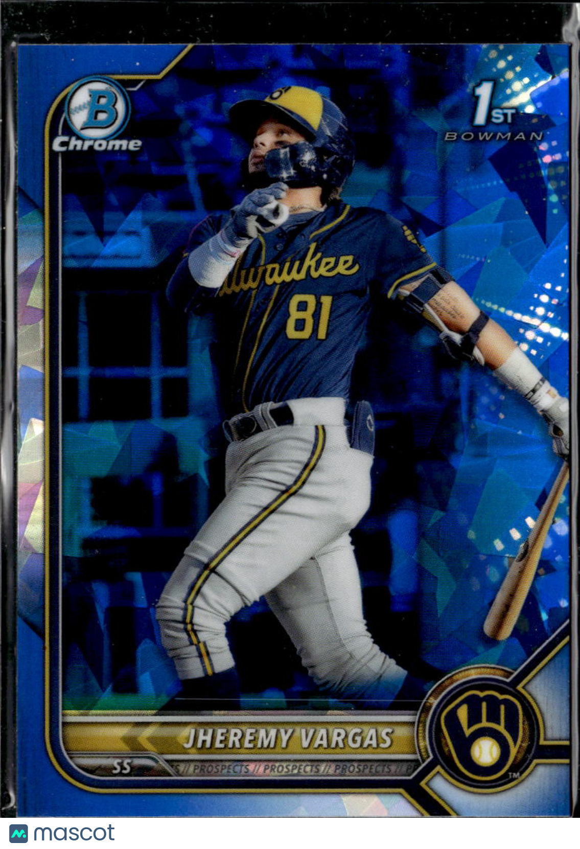 Jheremy Vargas 2022 Bowman Chrome Sapphire 1st Milwaukee Brewers