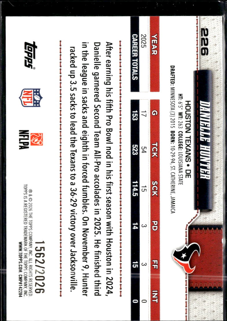 Danielle Hunter 2026 Topps 1562/2026 Gold Houston Texans