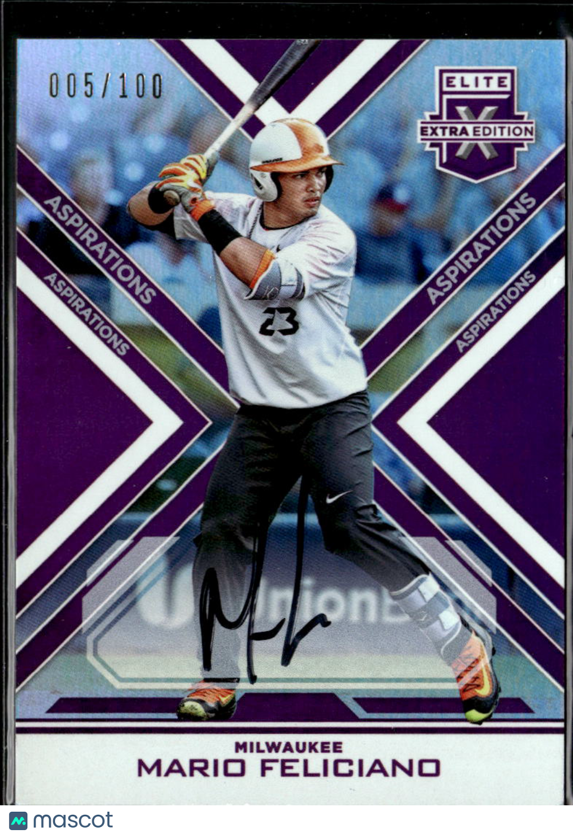 Mario Feliciano 2016 Elite Extra Edition Auto Autograph /100 Milwaukee Brewers