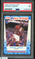 Michael Jordan 1989 Fleer All-Stars Stickers Chicago Bulls #3 PSA 7