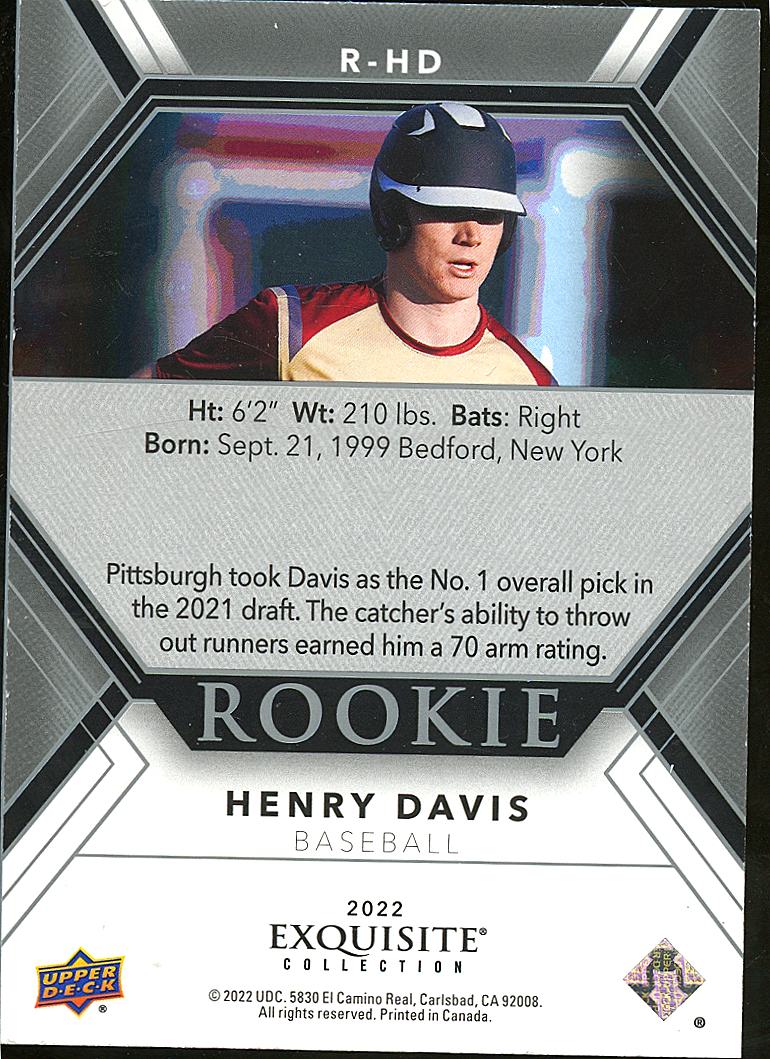 Henry Davis 2022 Upper Deck Exquisite Rookie RC 128/149 Pittsburgh Pirates