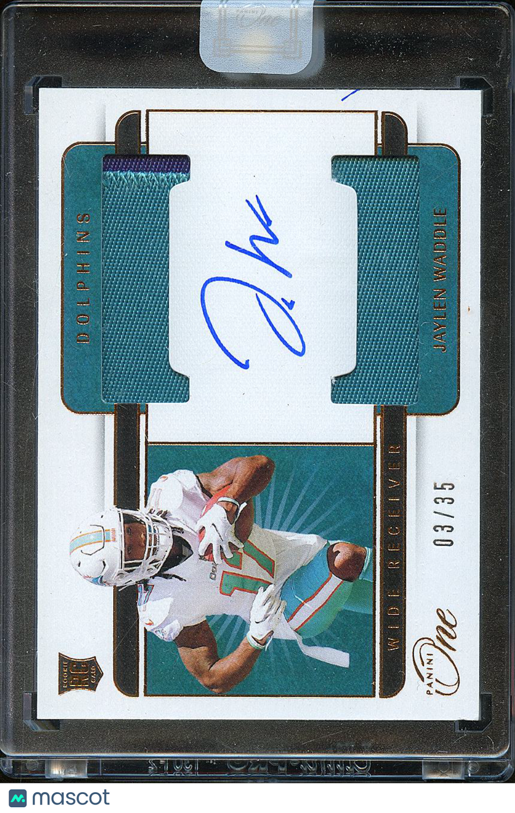 Jaylen Waddle 2021 Panini One Auto Autograph Patch RC 3/35 Miami Dolphins