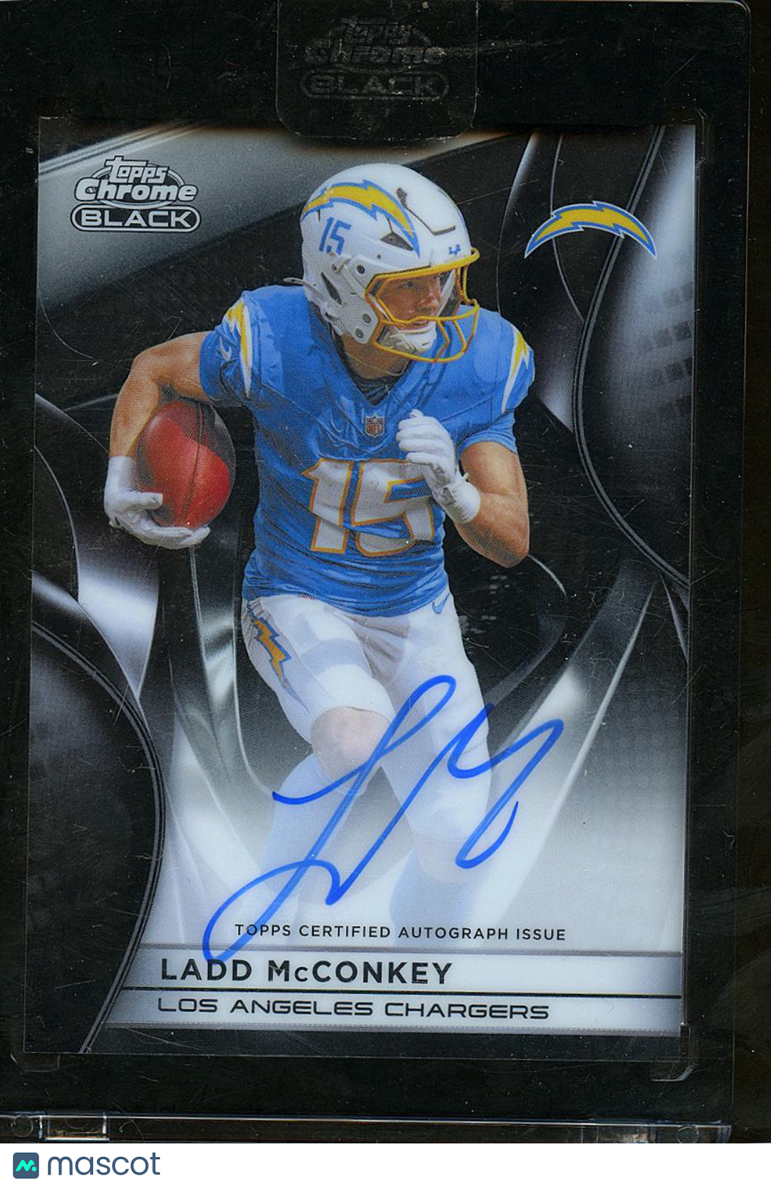 Ladd McConkey 2025 Topps Chrome Black Auto Autograph Los Angeles Chargers