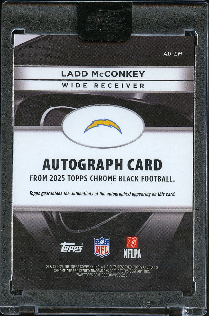 Ladd McConkey 2025 Topps Chrome Black Auto Autograph Los Angeles Chargers