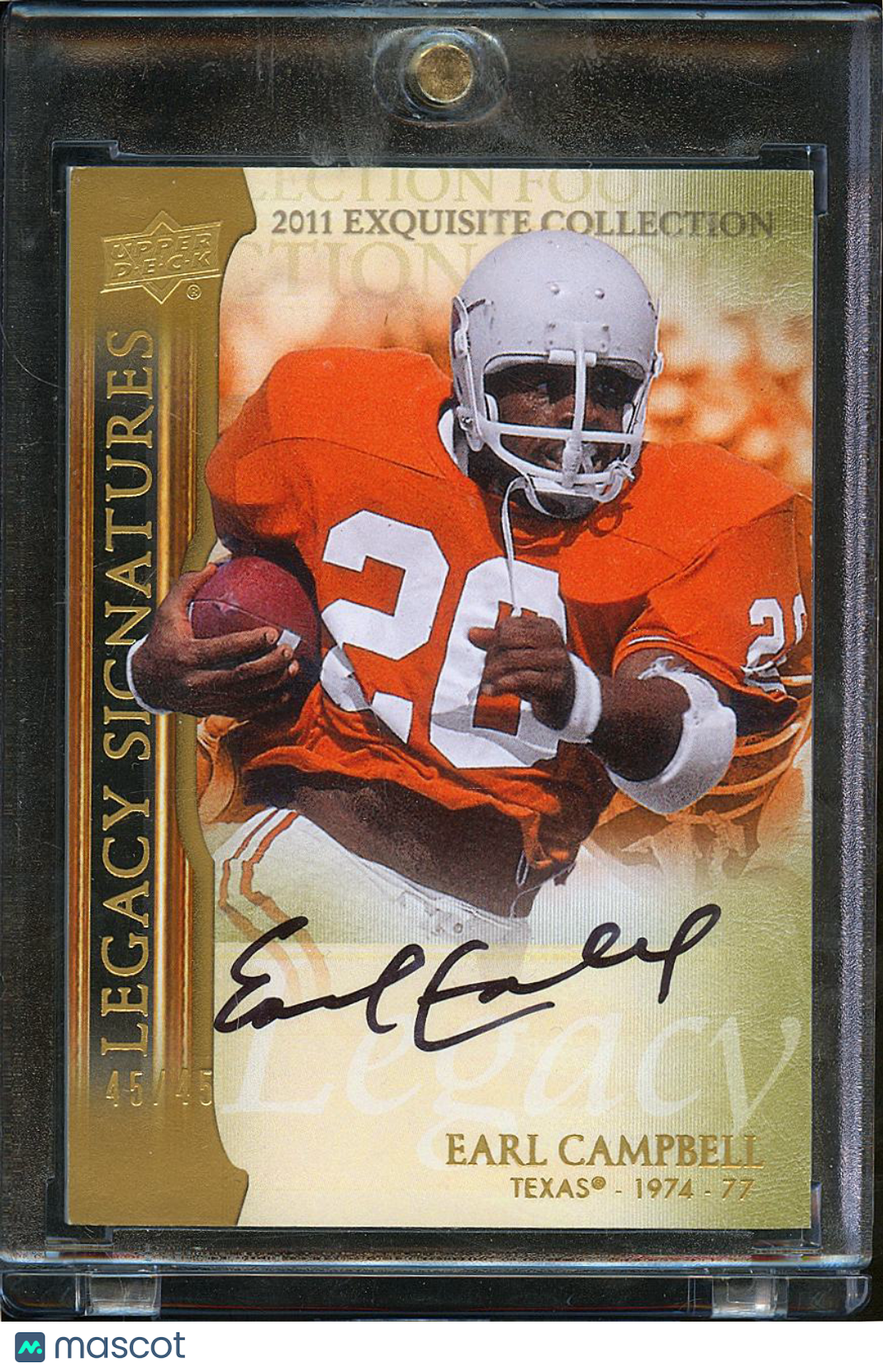 Earl Campbell 2011 Upper Deck Exquisite Auto Autograph 45/45 Texas Longhorns