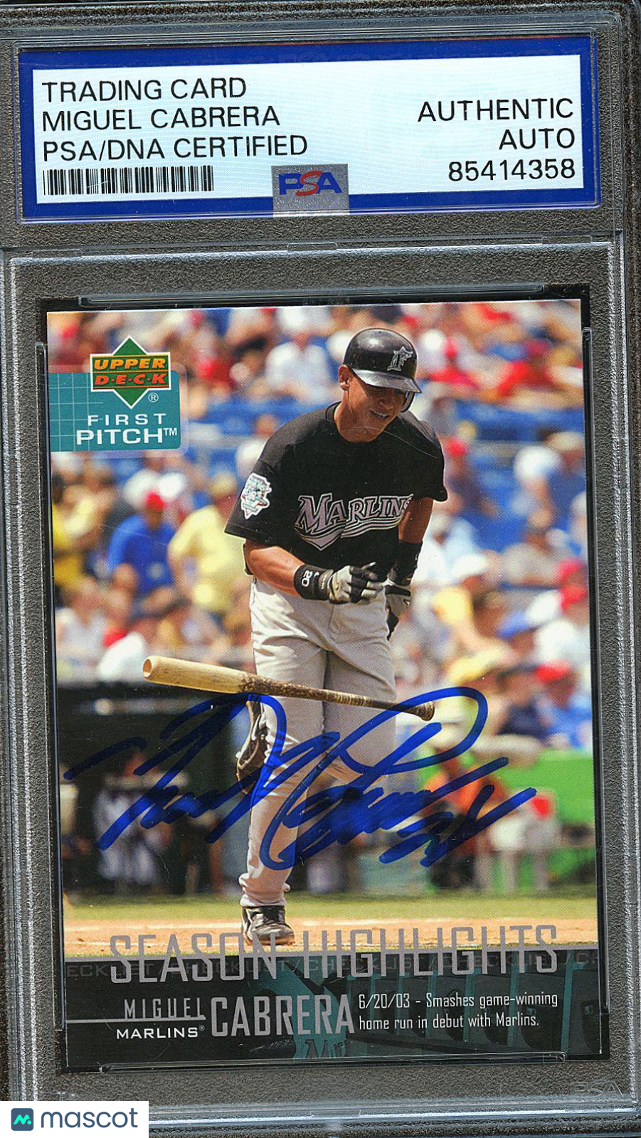 Miguel Cabrera 2004 Upper Deck Auto Autograph Florida Marlins PSA DNA