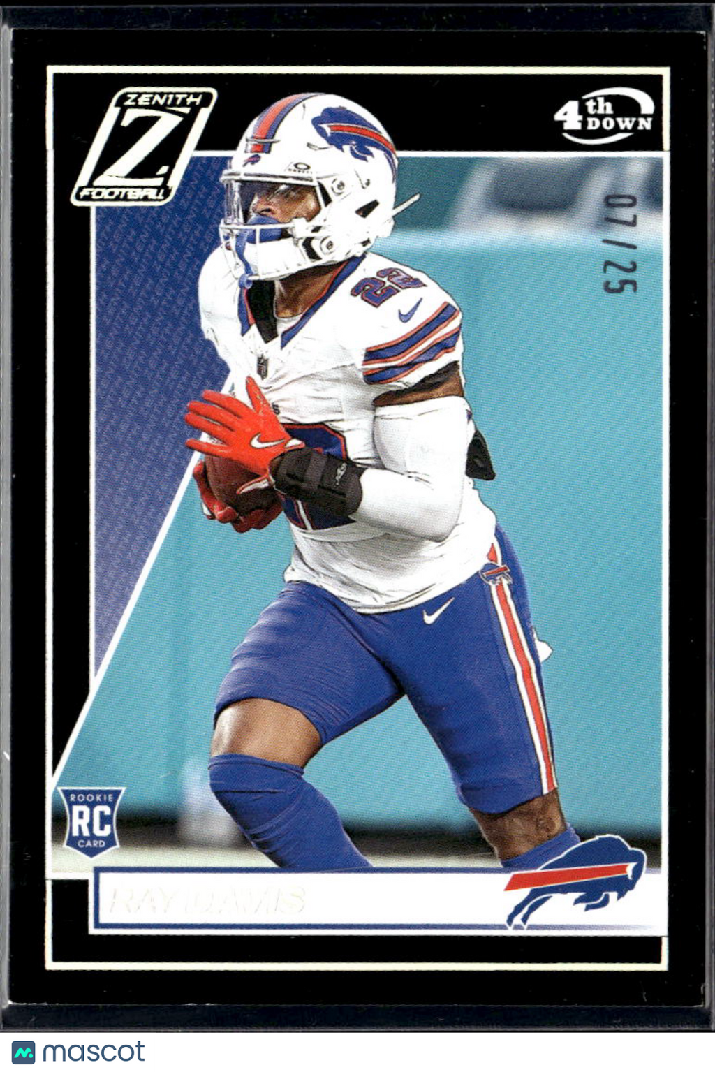 Ray Davis 2024 Zenith Rookie RC 4th Down /25 Buffalo Bills