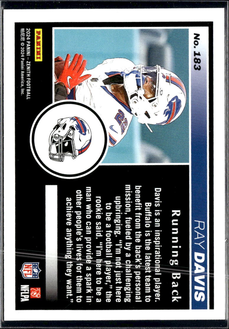 Ray Davis 2024 Zenith Rookie RC 4th Down /25 Buffalo Bills