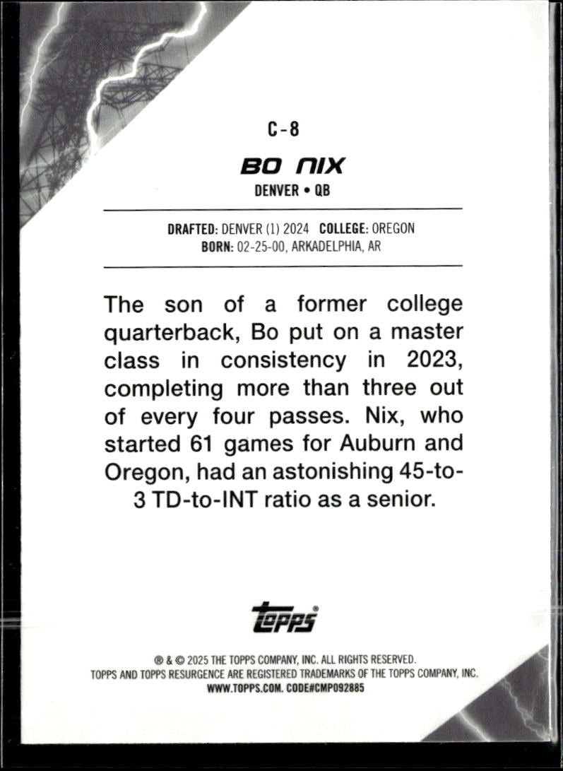 Bo Nix 2025 Topps Resurgence Conductors Rookie RC Denver Broncos