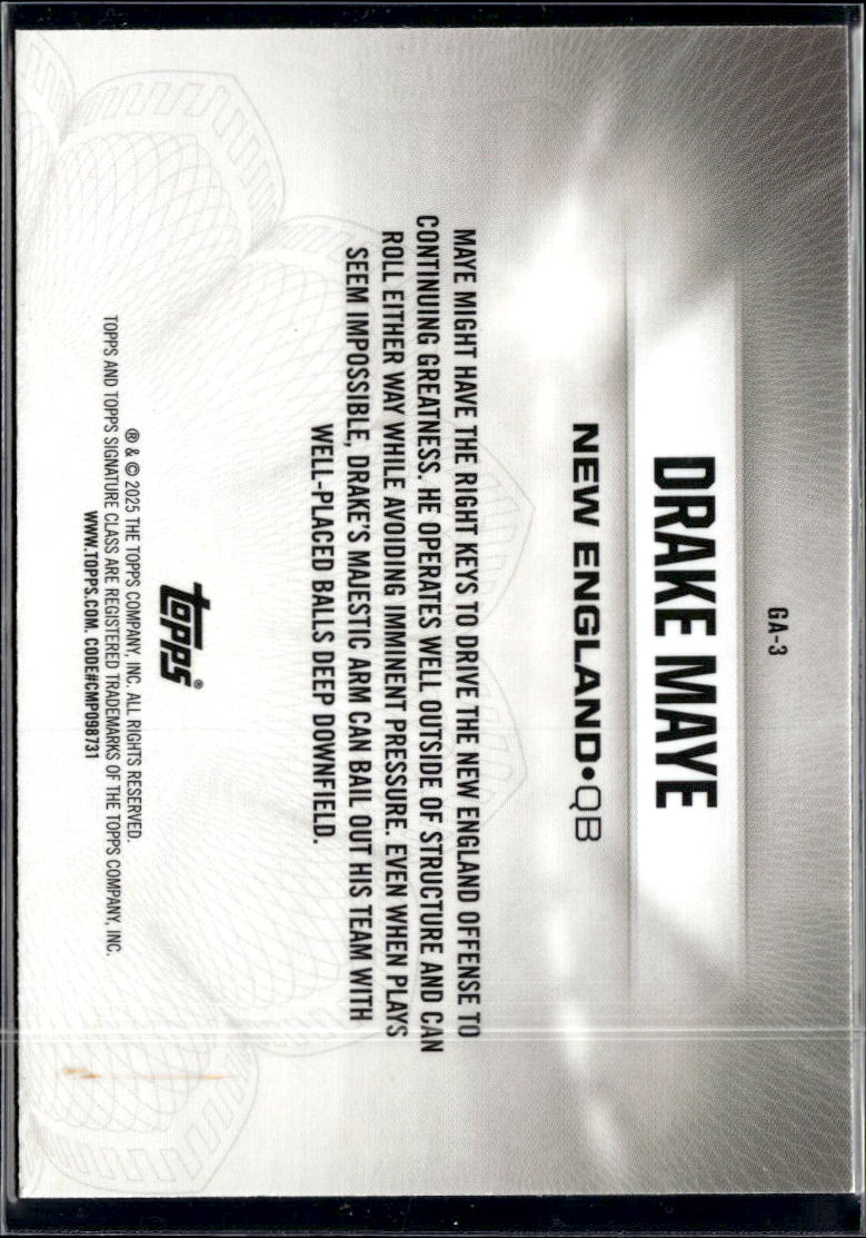 Drake Maye 2025 Topps Signature Class Ambassador RC New England Patriots