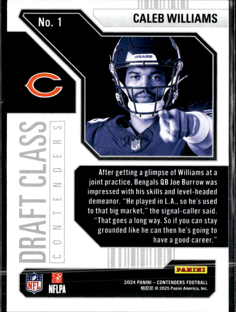 Caleb Williams 2025 Contenders Draft Class Rookie RC Chicago Bears