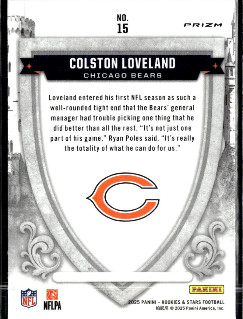 Colston Loveland 2025 Rookies & Stars Crusade Silver Prizm RC Chicago Bears