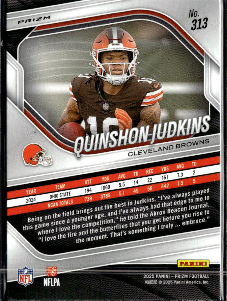 Quinshon Judkins 2025 Prizm Silver Prizm Rookie RC Cleveland Browns