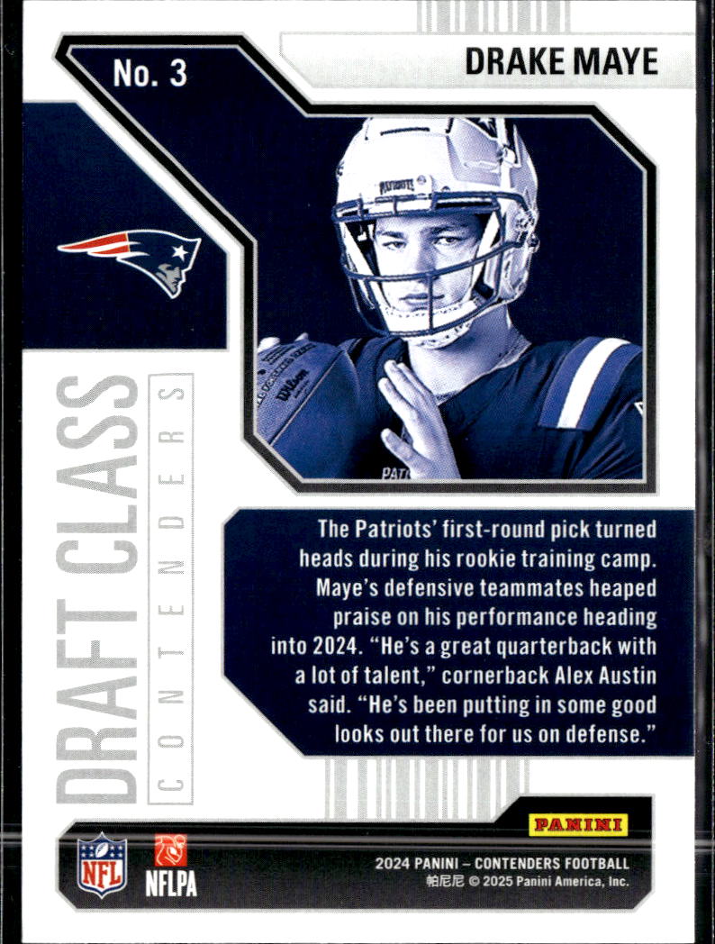 Drake Maye 2025 Contenders Draft Class Rookie RC New England Patriots