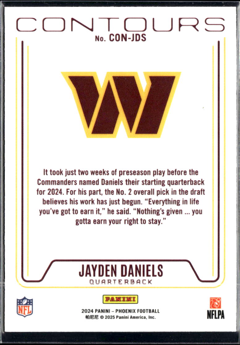 Jayden Daniels 2025 Phoenix Contours Rookie RC Washington Commanders