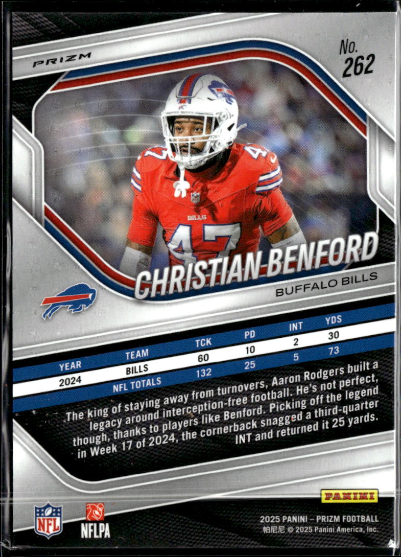 Christian Benford 2025 Prizm Checkerboard SSP Buffalo Bills