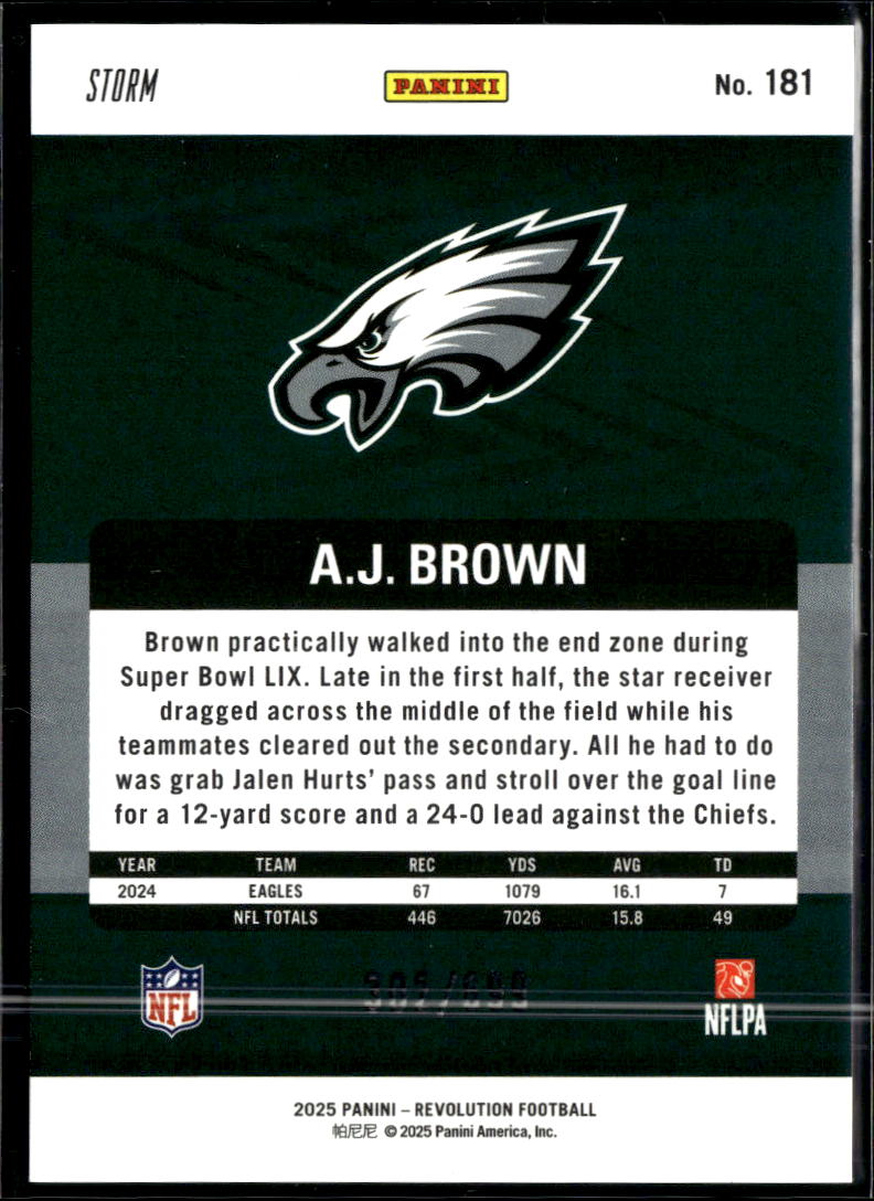 A.J. Brown 2025 Revolution Green Storm /699 Philadelphia Eagles