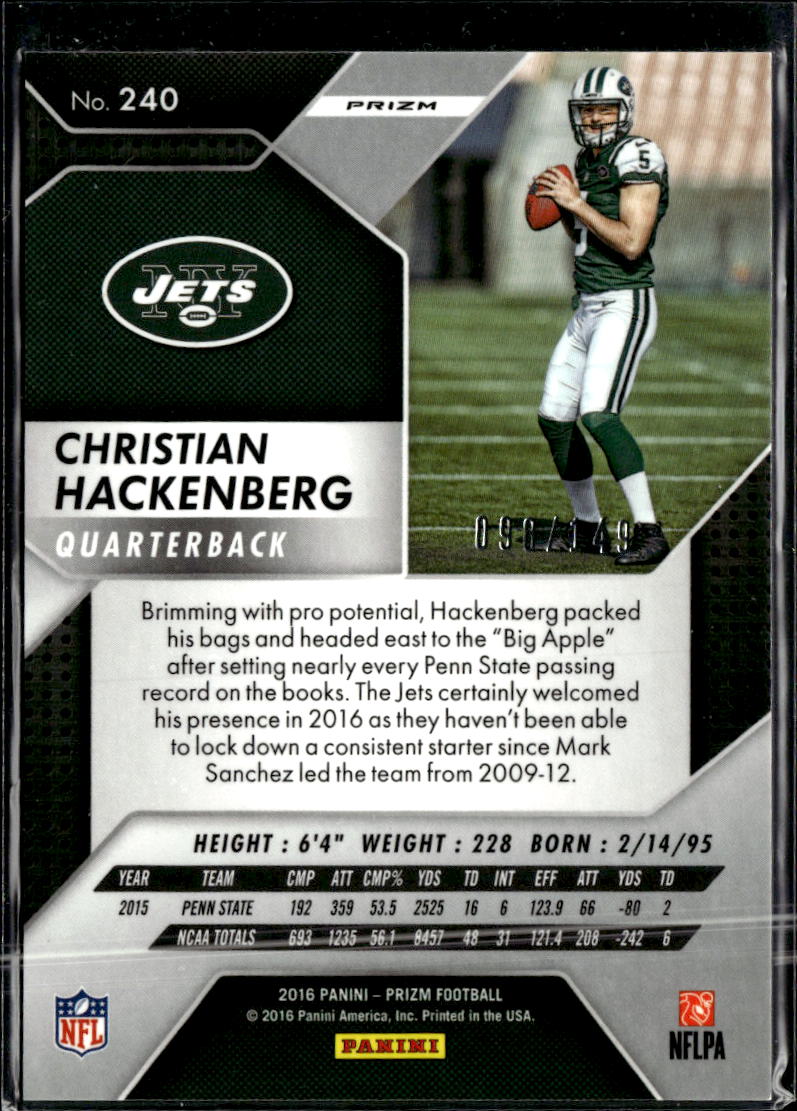 Christian Hackenberg 2016 Prizm Wave Prizm Rookie RC /149 New York Jets