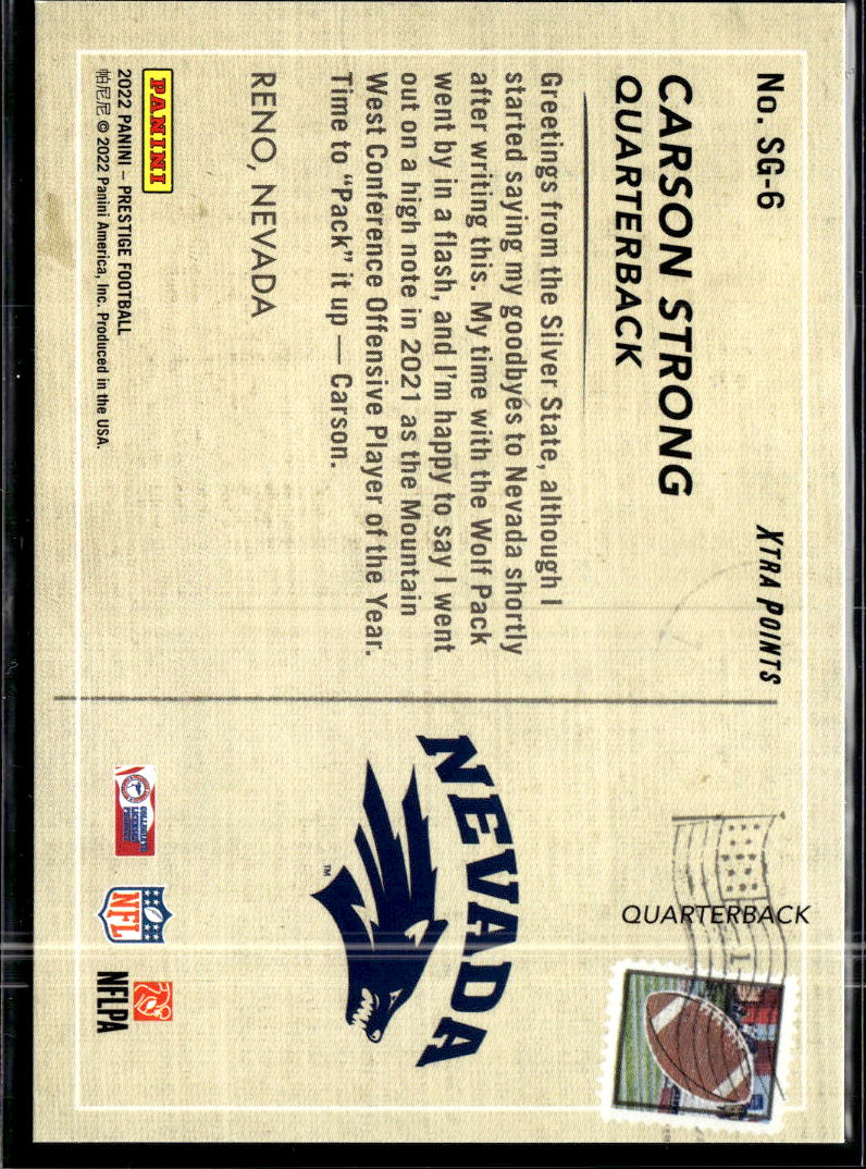 Carson Strong 2022 Panini Prestige RC Blue /299 Nevada Wolf Pack
