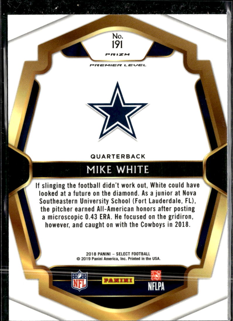 Mike White 2019 Panini Select RC Dallas Cowboys