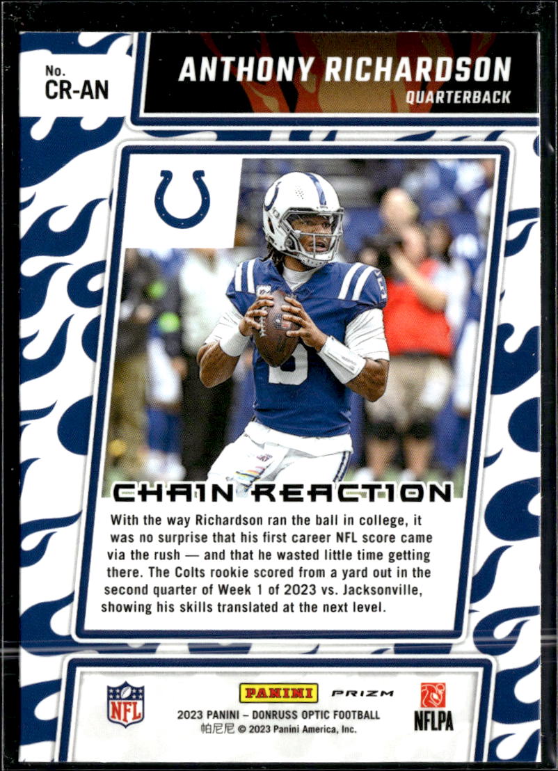 Anthony Richardson 2023 Optic Chain Reaction Holo RC Rookie Indianapolis Colts