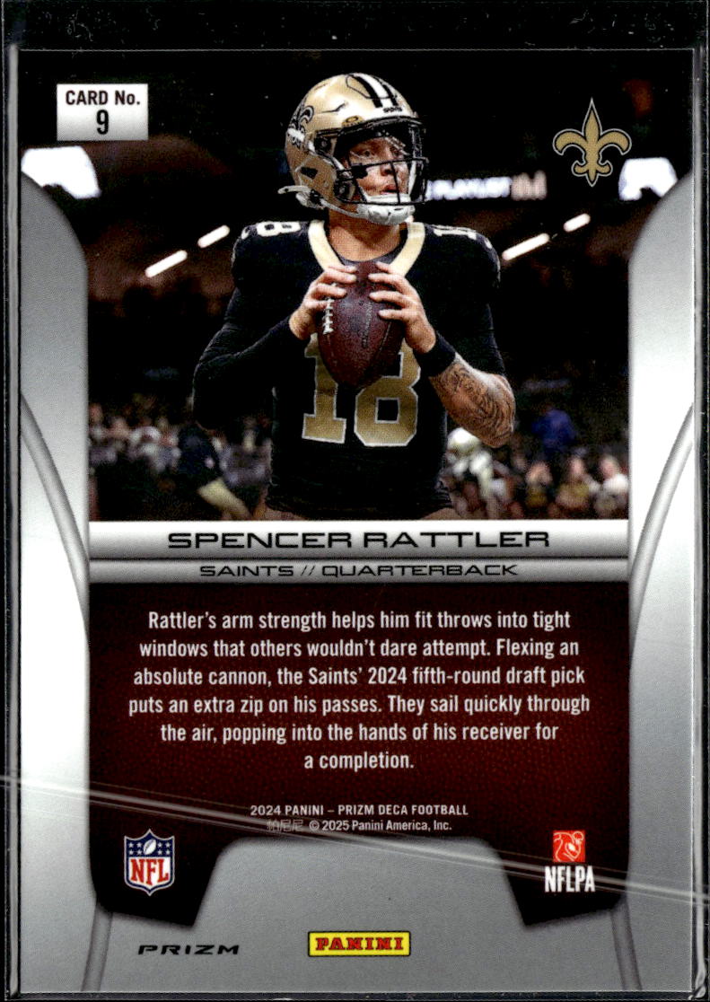 Spencer Rattler 2024 Prizm Deca Brilliance Silver Rookie RC New Orleans Saints