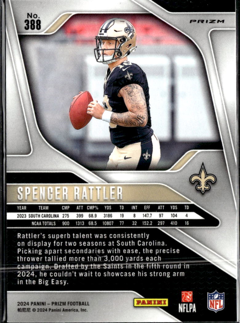 Spencer Rattler 2024 Prizm RC Green New Orleans Saints