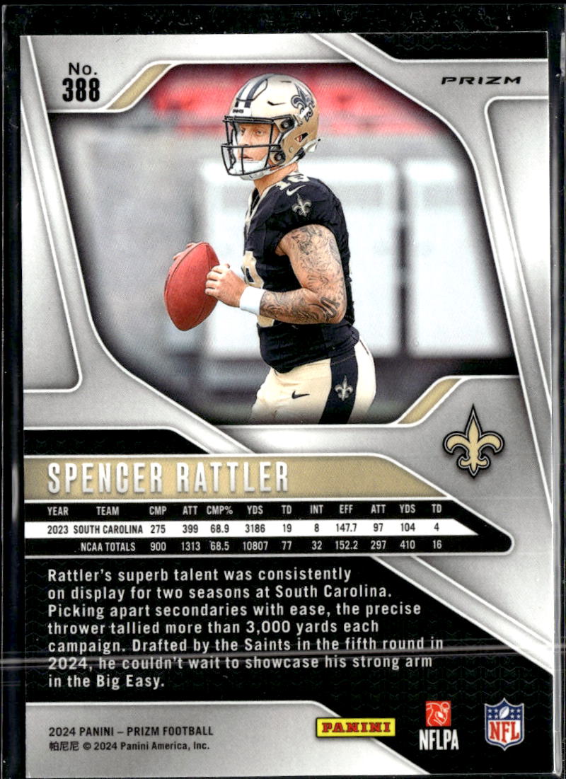 Spencer Rattler 2024 Prizm Red White and Blue Rookie New Orleans Saints