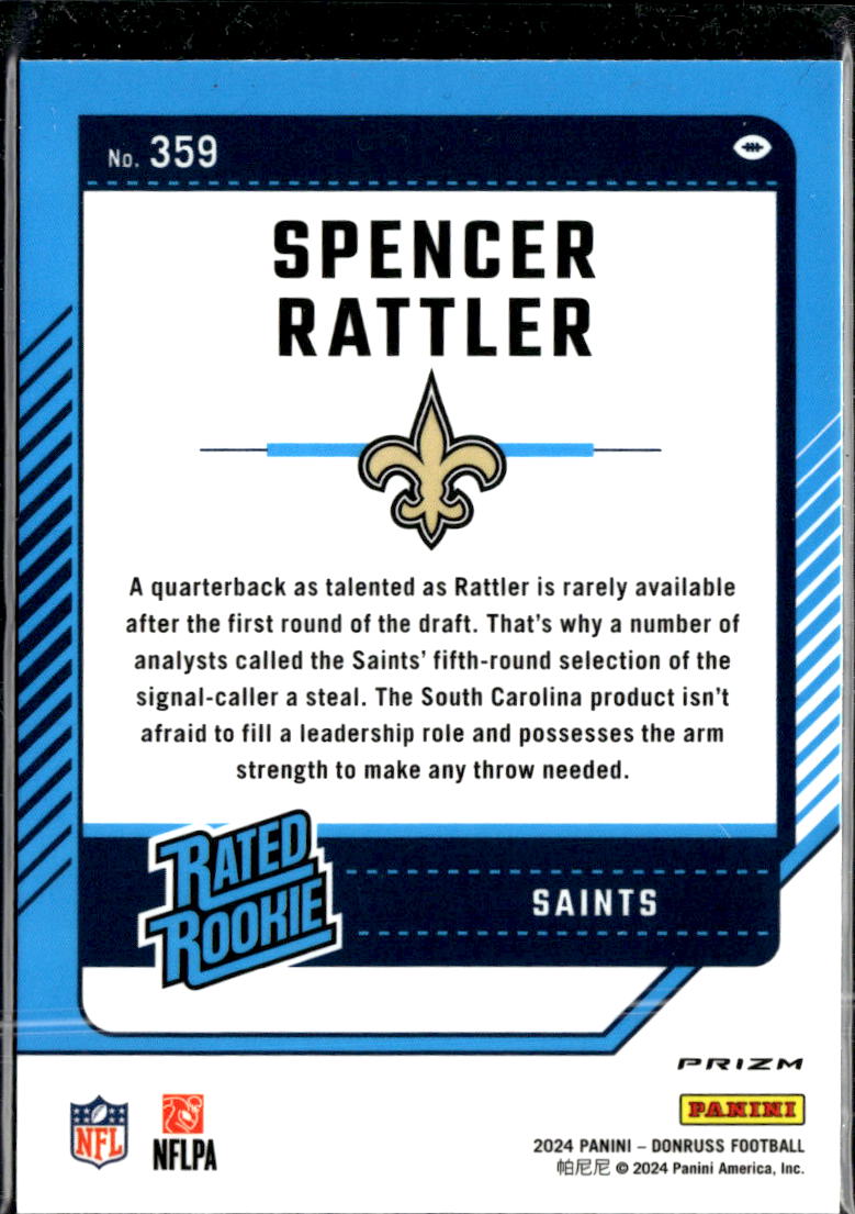 Spencer Rattler 2024 Optic Rated Rookie Red Pandora New Orleans Saints