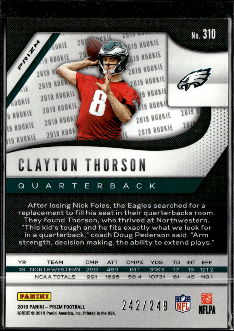 Clayton Thorson 2019 Prizm RC Orange /249 Philadelphia Eagles