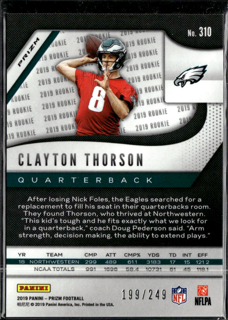 Clayton Thorson 2019 Panini Prizm RC Orange /249 Philadelphia Eagles