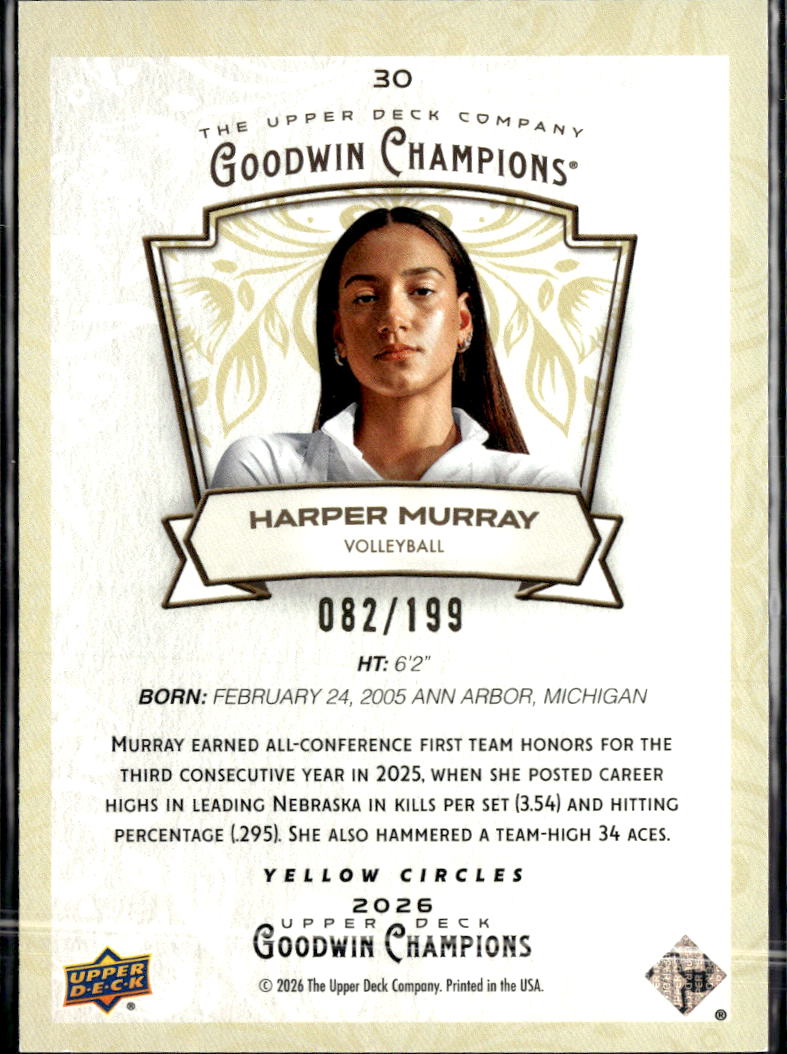 Harper Murray 2026 Upper Deck Goodwin Yellow Circles /199 Nebraska Cornhuskers