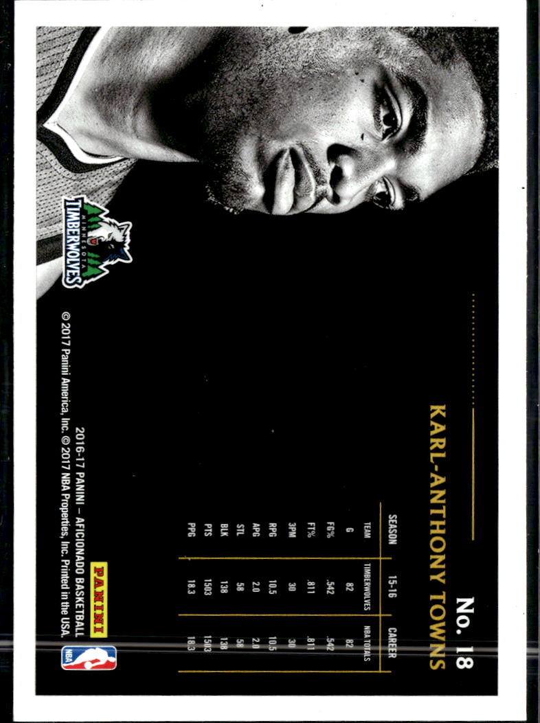 Karl-Anthony Towns 2017 Panini Aficionado Artist's Proof Minnesota Timberwolves