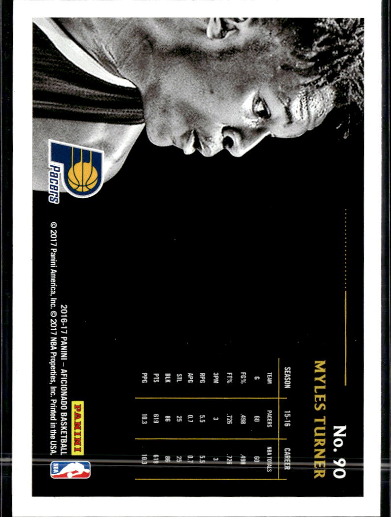 Myles Turner 2017 Panini Aficionado Artist's Proof Indiana Pacers