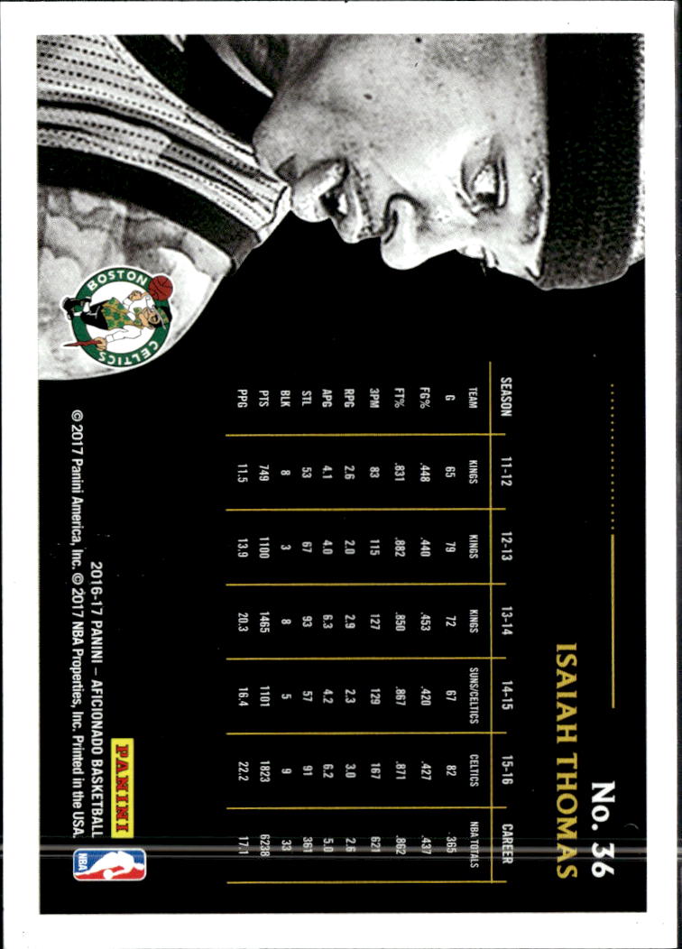 Isaiah Thomas 2017 Panini Aficionado Artist's Proof Boston Celtics