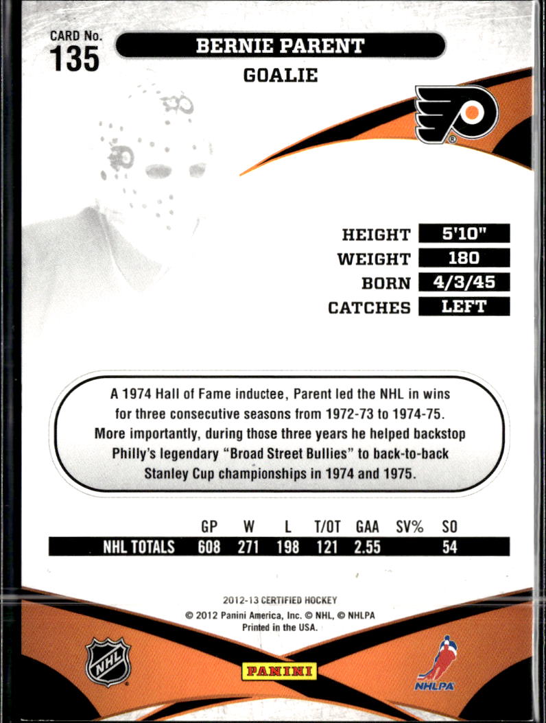 Bernie Parent 2012 Panini Certified Immortals /999 Philadelphia Flyers
