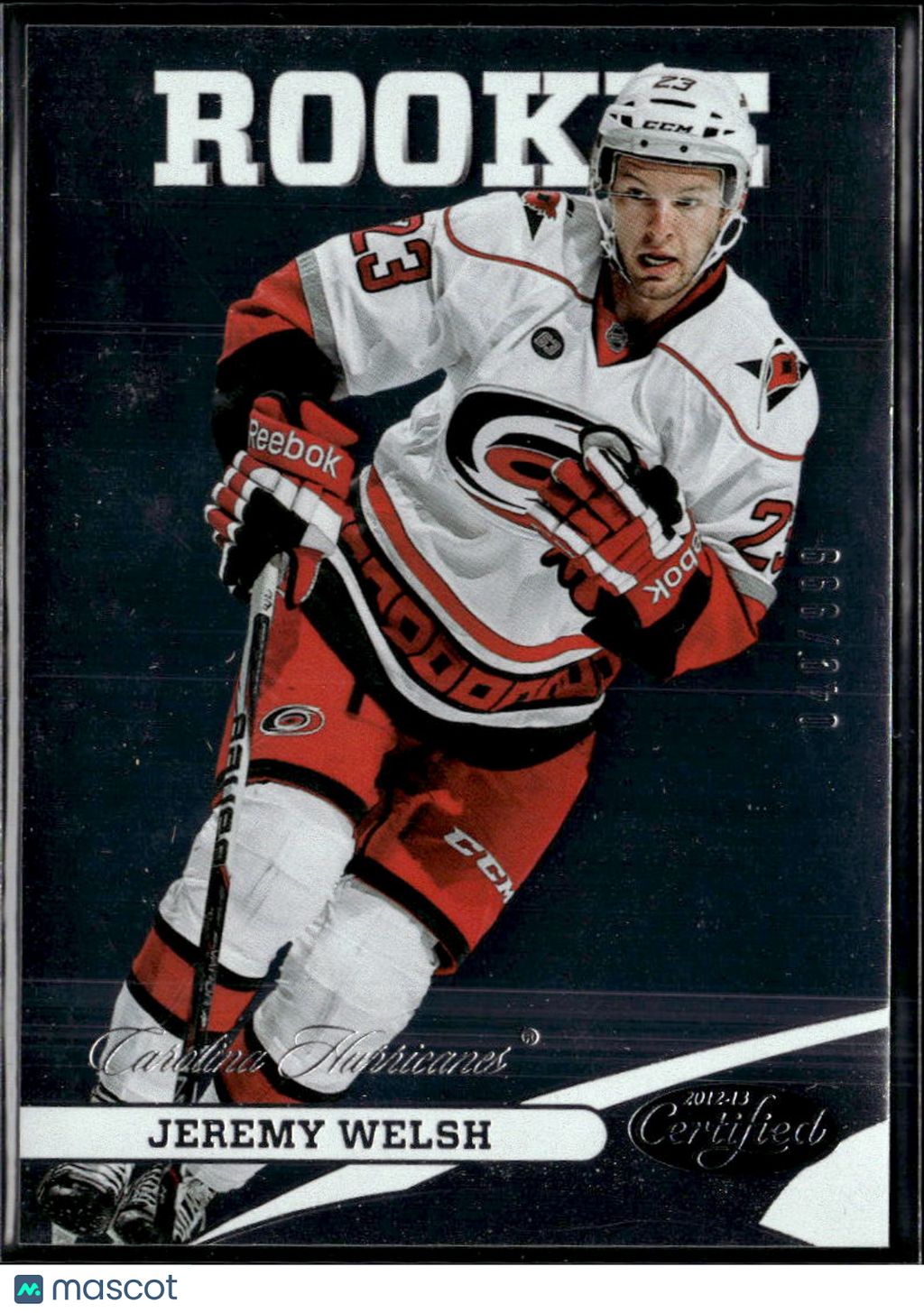 Jeremy Welsh 2012 Panini Certified Rookie RC /999 Carolina Hurricanes