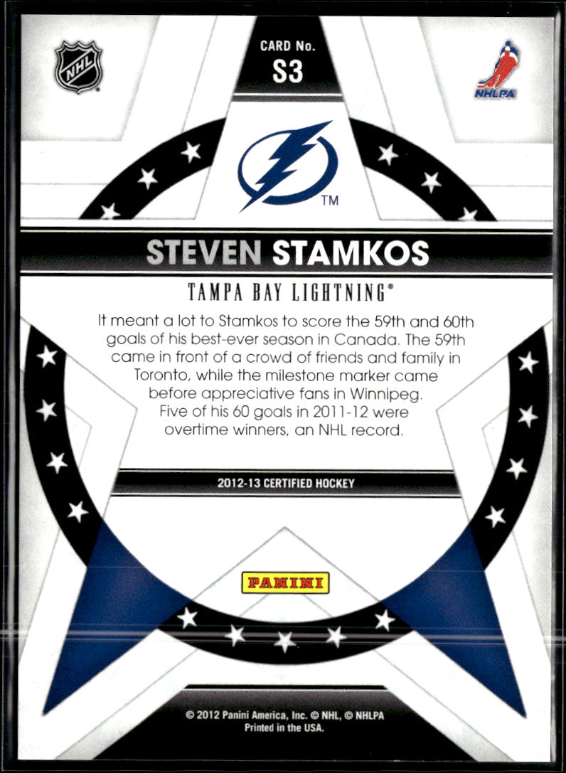 Steven Stamkos 2012 Panini Certified Certified Stars /999 Tampa Bay Lightning