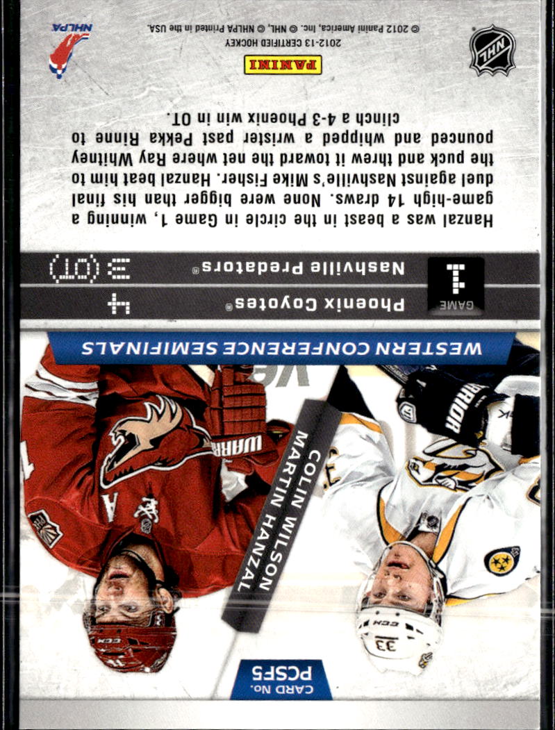 Martin Hanzal Colin Wilson 2012 Panini Certified /299