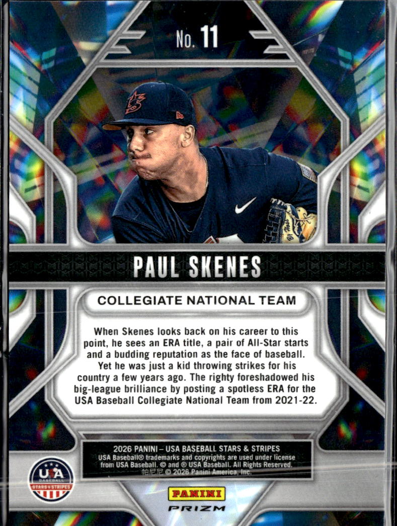 Paul Skenes 2026 Panini USA Baseball Stars & Stripes Green Prizm RC Pirates
