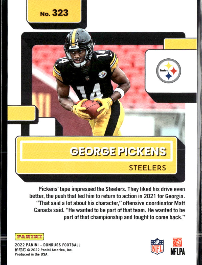 George Pickens 2022 Donruss Rated Rookie Gold Press Proof Pittsburgh Steelers