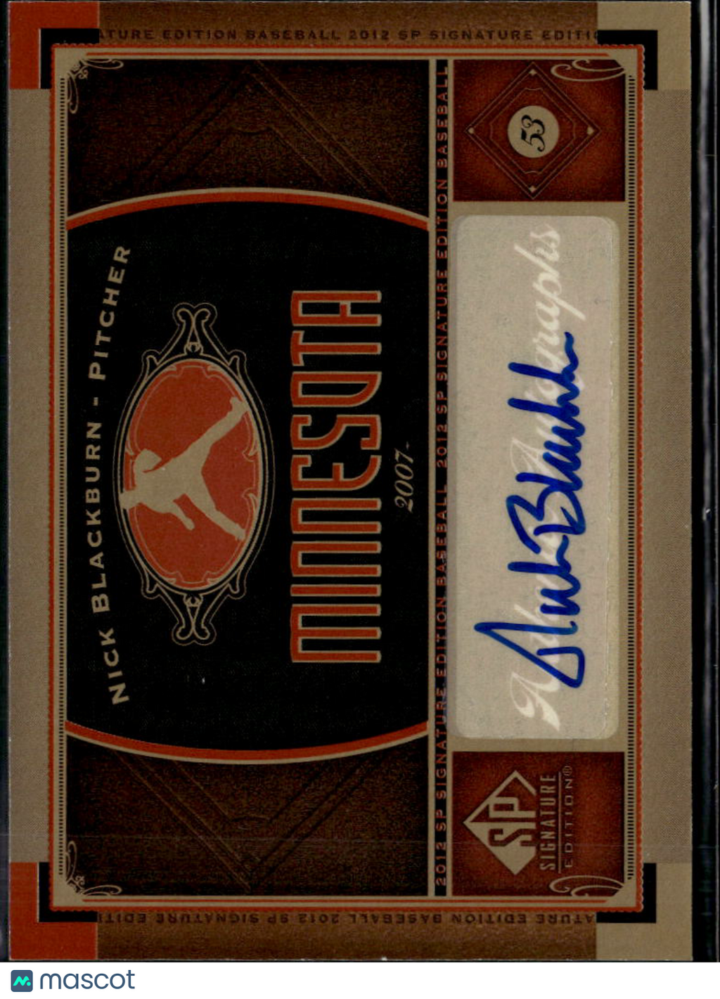 Nick Blackburn 2012 Upper Deck SP Signature Auto Autograph Minnesota Twins